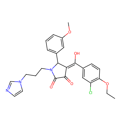 (4E)-4-[(3-chloro-4-ethoxyphenyl)-hydroxymethylidene]-1-(3-imidazol-1-ylpropyl)-5-(3-methoxyphenyl)pyrrolidine-2,3-dione structure
