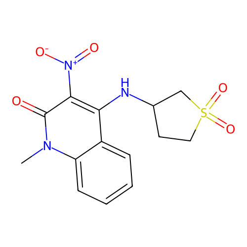 4-((1,1-dioxidotetrahydrothiophen-3-yl)amino)-1-methyl-3-nitroquinolin-2(1H)-one structure