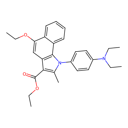 ethyl 1-(4-(diethylamino)phenyl)-5-ethoxy-2-methyl-1H-benzo[g]indole-3-carboxylate structure