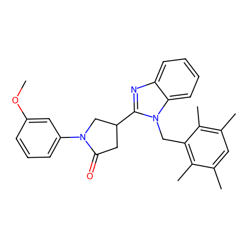 1-(3-methoxyphenyl)-4-[1-(2,3,5,6-tetramethylbenzyl)-1H-benzimidazol-2-yl]pyrrolidin-2-one structure