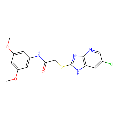 2-[(6-chloro-1H-imidazo[4,5-b]pyridin-2-yl)sulfanyl]-N-(3,5-dimethoxyphenyl)acetamide structure
