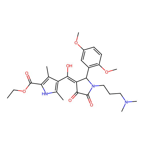 ethyl 4-({2-(2,5-dimethoxyphenyl)-1-[3-(dimethylamino)propyl]-4-hydroxy-5-oxo( 3-pyrrolin-3-yl)}carbonyl)-3,5-dimethylpyrrole-2-carboxylate structure