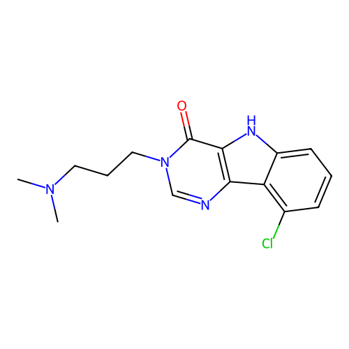 9-chloro-3-[3-(dimethylamino)propyl]-3,5-dihydro-4H-pyrimido[5,4-b]indol-4-one structure