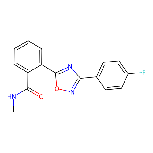 2-[3-(4-fluorophenyl)-1,2,4-oxadiazol-5-yl]-N-methylbenzamide structure