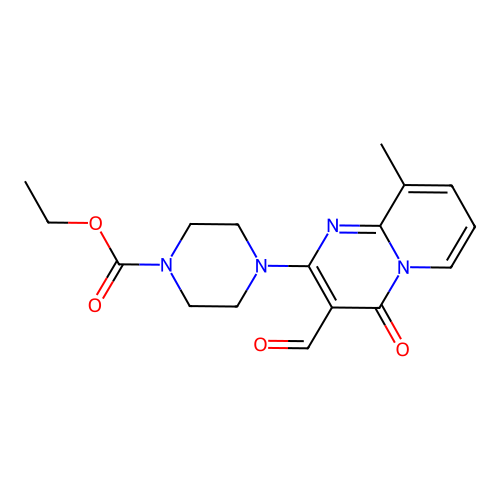 ethyl 4-(3-formyl-9-methyl-4-oxo-4H-pyrido[1,2-a]pyrimidin-2-yl)piperazine-1-carboxylate structure
