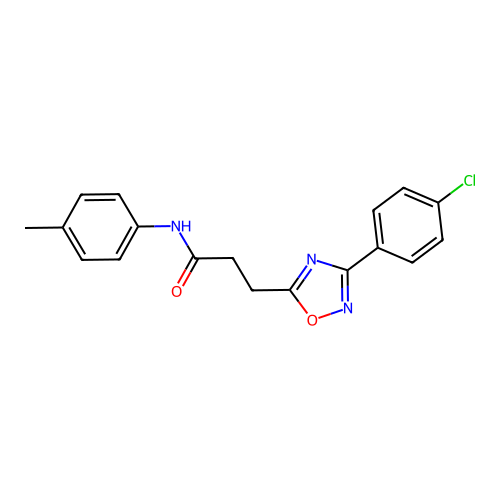 3-[3-(4-chlorophenyl)-1,2,4-oxadiazol-5-yl]-N-(4-methylphenyl)propanamide structure