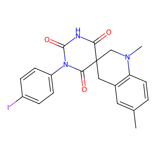 1-(4-iodophenyl)-1',6'-dimethyl-2',4'-dihydro-1H,1'H-spiro[pyrimidine-5,3'-quinoline]-2,4,6(3H)-trione structure