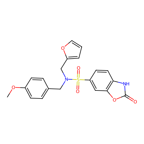 N-(furan-2-ylmethyl)-N-(4-methoxybenzyl)-2-oxo-2,3-dihydro-1,3-benzoxazole-6-sulfonamide structure