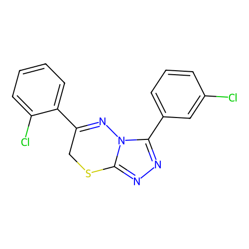 6-(2-chlorophenyl)-3-(3-chlorophenyl)-7H-[1,2,4]triazolo[3,4-b][1,3,4]thiadiazine structure
