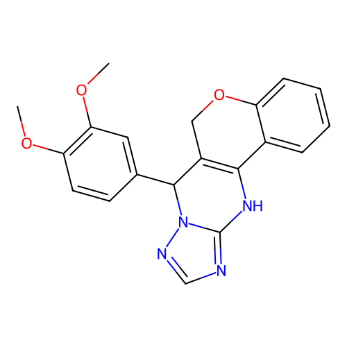 7-(3,4-dimethoxyphenyl)-7,11-dihydro-6H-chromeno[4,3-d][1,2,4]triazolo[1,5-a]pyrimidine structure