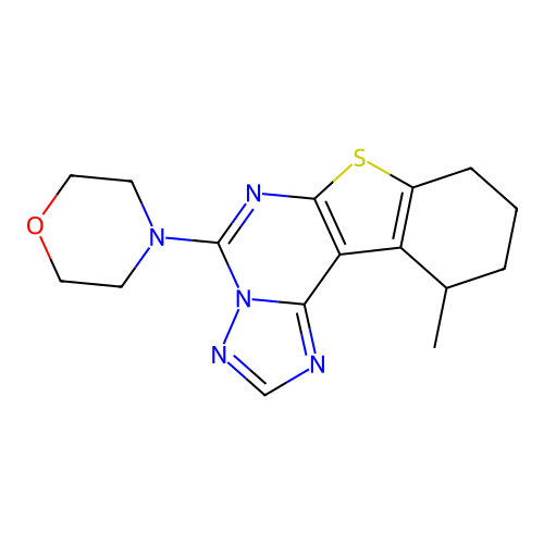 11-methyl-5-(morpholin-4-yl)-8,9,10,11-tetrahydro[1]benzothieno[3,2-e][1,2,4]triazolo[1,5-c]pyrimidine structure