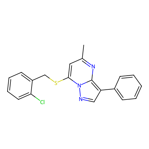7-[(2-Chlorobenzyl)sulfanyl]-5-methyl-3-phenylpyrazolo[1,5-a]pyrimidine structure