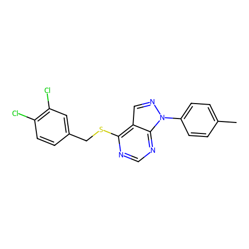 4-[(3,4-dichlorobenzyl)sulfanyl]-1-(4-methylphenyl)-1H-pyrazolo[3,4-d]pyrimidine structure