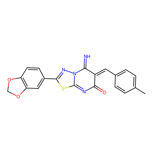 (Z)-2-(benzo[d][1,3]dioxol-5-yl)-5-imino-6-(4-methylbenzylidene)-5H-[1,3,4]thiadiazolo[3,2-a]pyrimidin-7(6H)-one structure