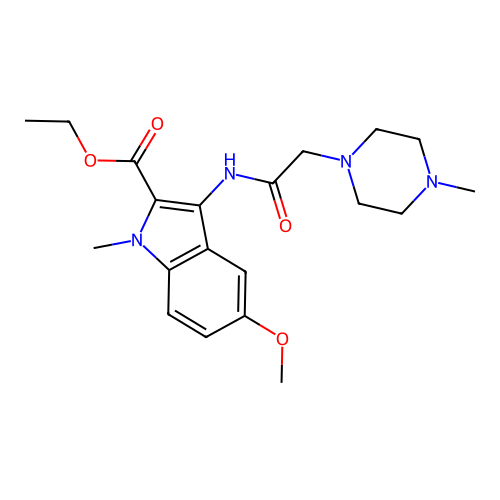 Ethyl 5-methoxy-1-methyl-3-[[2-(4-methylpiperazin-1-yl)acetyl]amino]indole-2-carboxylate structure