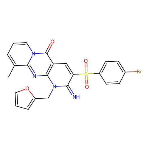 3-[(4-bromophenyl)sulfonyl]-1-(furan-2-ylmethyl)-2-imino-10-methyl-1,2-dihydro-5H-dipyrido[1,2-a:2',3'-d]pyrimidin-5-one structure