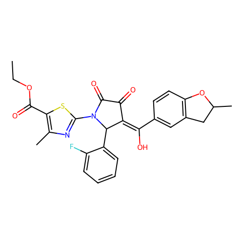 ethyl 2-(2-(2-fluorophenyl)-4-hydroxy-3-(2-methyl-2,3-dihydrobenzofuran-5-carbonyl)-5-oxo-2,5-dihydro-1H-pyrrol-1-yl)-4-methylthiazole-5-carboxylate structure