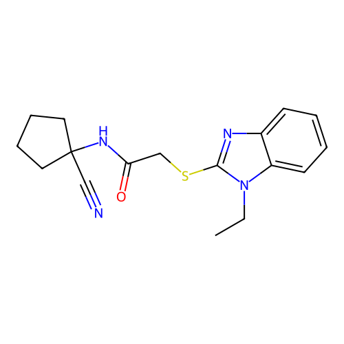 N-(1-cyanocyclopentyl)-2-[(1-ethyl-1H-1,3-benzodiazol-2-yl)sulfanyl]acetamide structure