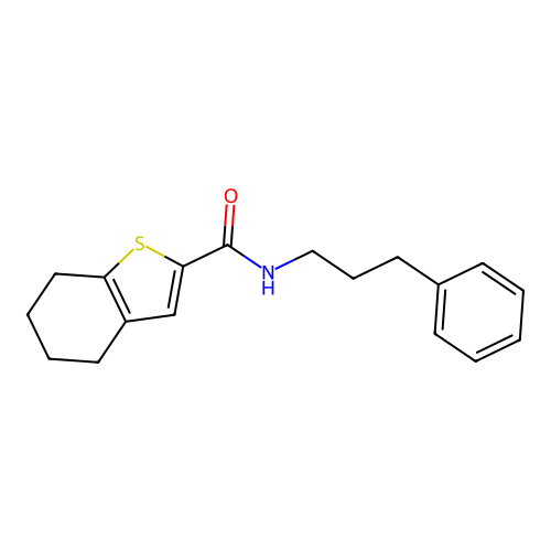 N-(3-phenylpropyl)-4,5,6,7-tetrahydro-1-benzothiophene-2-carboxamide structure