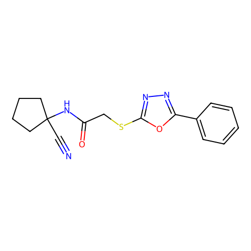 N-(1-cyanocyclopentyl)-2-[(5-phenyl-1,3,4-oxadiazol-2-yl)sulfanyl]acetamide structure