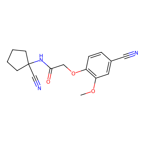 2-(4-cyano-2-methoxyphenoxy)-N-(1-cyanocyclopentyl)acetamide structure
