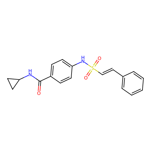 N-cyclopropyl-4-(2-phenylethenesulfonamido)benzamide structure