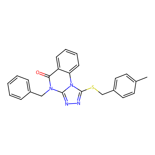 4-benzyl-1-((4-methylbenzyl)thio)-[1,2,4]triazolo[4,3-a]quinazolin-5(4H)-one structure
