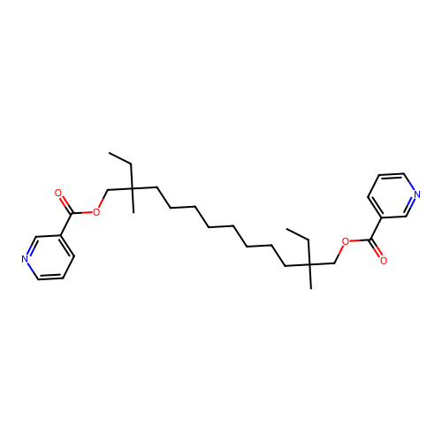 3-Pyridinecarboxylic acid, 2,11-diethyl-2,11-dimethyl-1,12-dodecanediyl ester structure