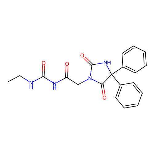 2-(2,5-dioxo-4,4-diphenylimidazolidin-1-yl)-N-(ethylcarbamoyl)acetamide structure