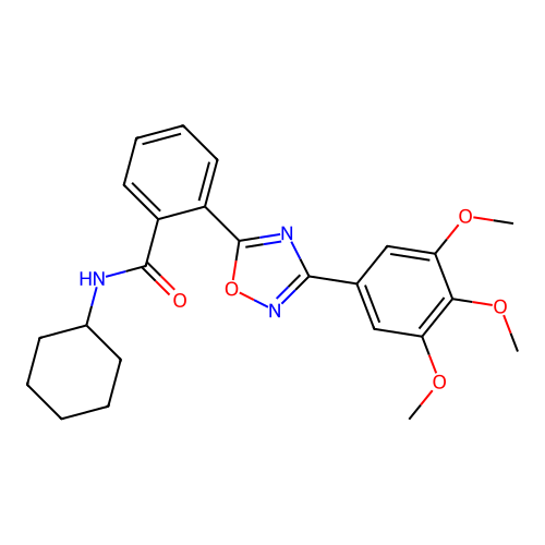 N-cyclohexyl-2-[3-(3,4,5-trimethoxyphenyl)-1,2,4-oxadiazol-5-yl]benzamide structure