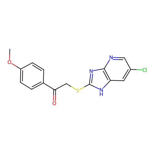 2-[(6-chloro-1H-imidazo[4,5-b]pyridin-2-yl)sulfanyl]-1-(4-methoxyphenyl)ethanone structure