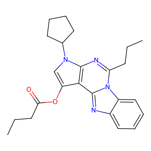 3-cyclopentyl-5-propyl-3H-benzo[4,5]imidazo[1,2-c]pyrrolo[3,2-e]pyrimidin-1-yl butyrate structure