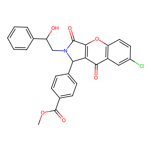 methyl 4-[7-chloro-2-(2-hydroxy-2-phenylethyl)-3,9-dioxo-1,2,3,9-tetrahydrochromeno[2,3-c]pyrrol-1-yl]benzoate structure