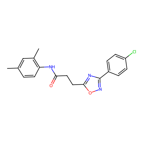 3-[3-(4-chlorophenyl)-1,2,4-oxadiazol-5-yl]-N-(2,4-dimethylphenyl)propanamide structure