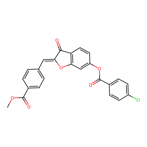 (Z)-2-(4-(methoxycarbonyl)benzylidene)-3-oxo-2,3-dihydrobenzofuran-6-yl 4-chlorobenzoate structure