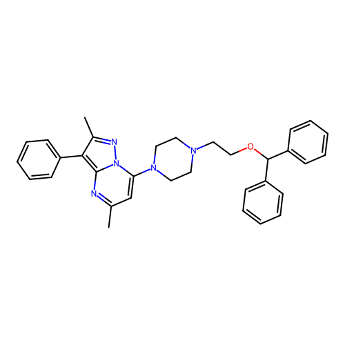 7-{4-[2-(diphenylmethoxy)ethyl]piperazin-1-yl}-2,5-dimethyl-3-phenylpyrazolo[1,5-a]pyrimidine structure
