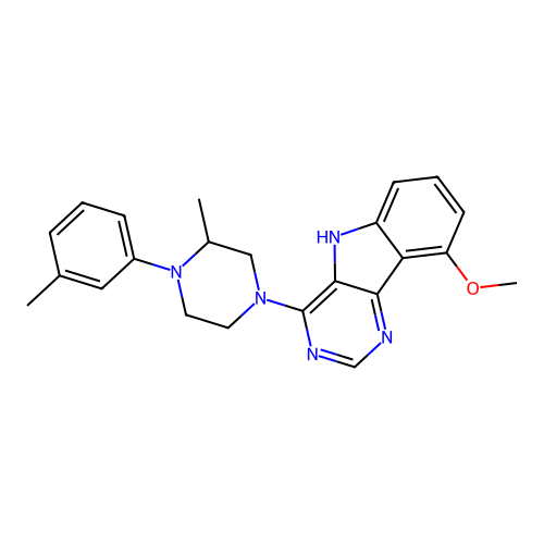 9-methoxy-4-[3-methyl-4-(3-methylphenyl)piperazin-1-yl]-5H-pyrimido[5,4-b]indole structure