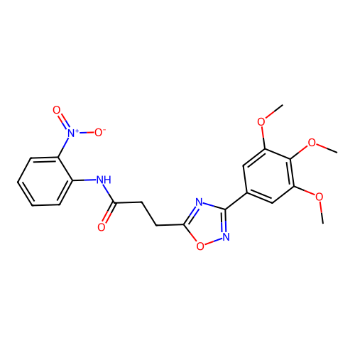 N-(2-nitrophenyl)-3-[3-(3,4,5-trimethoxyphenyl)-1,2,4-oxadiazol-5-yl]propanamide structure