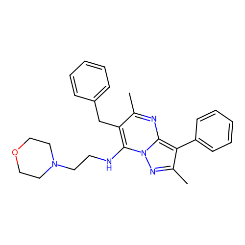 6-benzyl-2,5-dimethyl-N-[2-(morpholin-4-yl)ethyl]-3-phenylpyrazolo[1,5-a]pyrimidin-7-amine structure