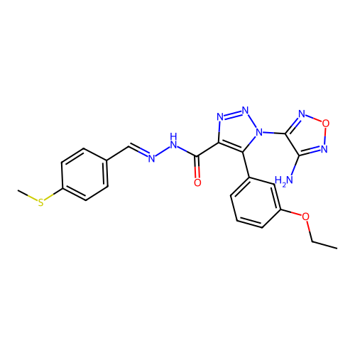 (E)-1-(4-amino-1,2,5-oxadiazol-3-yl)-5-(3-ethoxyphenyl)-N'-(4-(methylthio)benzylidene)-1H-1,2,3-triazole-4-carbohydrazide structure