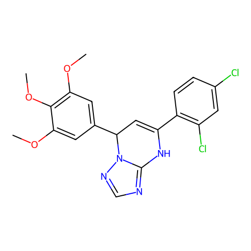 5-(2,4-dichlorophenyl)-7-(3,4,5-trimethoxyphenyl)-4,7-dihydro[1,2,4]triazolo[1,5-a]pyrimidine structure