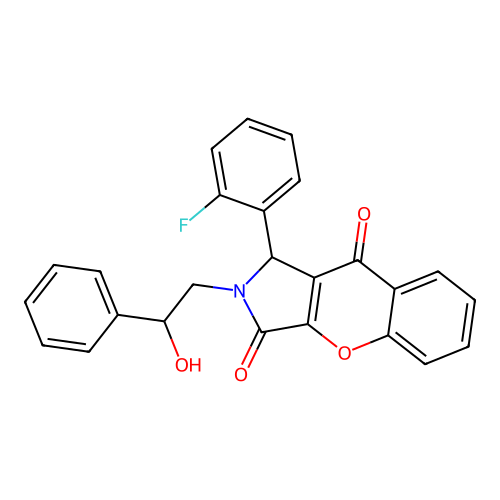 1-(2-fluorophenyl)-2-(2-hydroxy-2-phenylethyl)-1,2-dihydrochromeno[2,3-c]pyrrole-3,9-dione structure