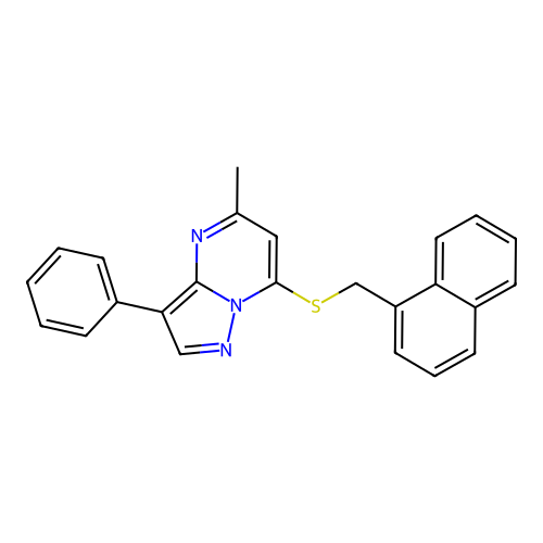 5-Methyl-7-[(naphthalen-1-ylmethyl)sulfanyl]-3-phenylpyrazolo[1,5-a]pyrimidine structure