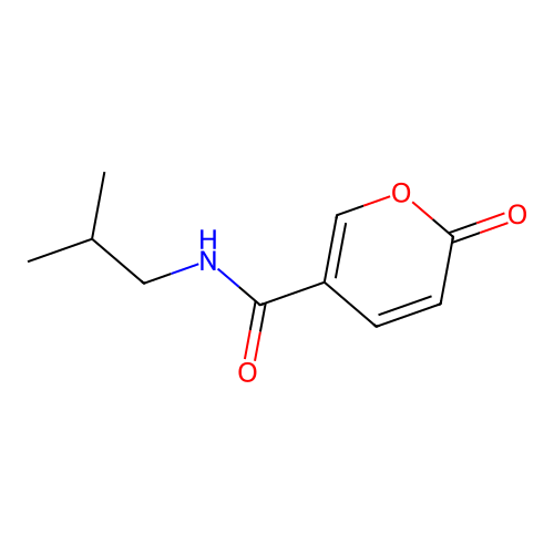 N-(2-methylpropyl)-2-oxo-2H-pyran-5-carboxamide structure