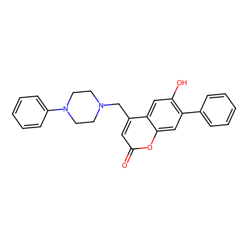6-Hydroxy-7-phenyl-4-[(4-phenyl-1-piperazinyl)methyl]-1-benzopyran-2-one structure