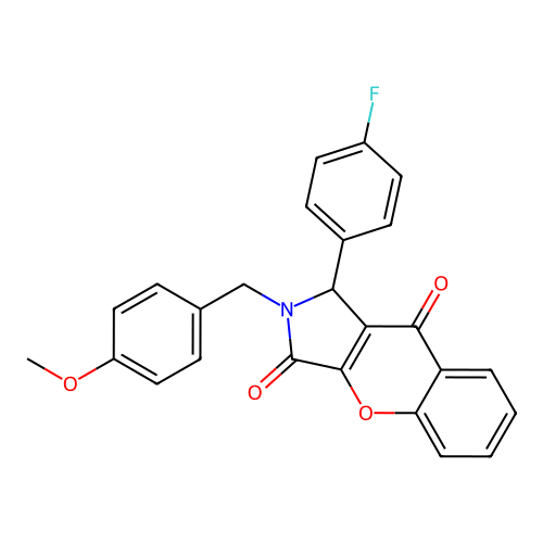 1-(4-fluorophenyl)-2-(4-methoxybenzyl)-1,2-dihydrochromeno[2,3-c]pyrrole-3,9-dione structure