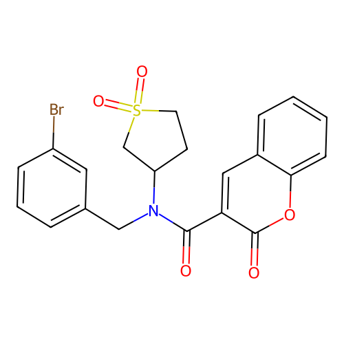 N-(3-bromobenzyl)-N-(1,1-dioxidotetrahydrothiophen-3-yl)-2-oxo-2H-chromene-3-carboxamide structure