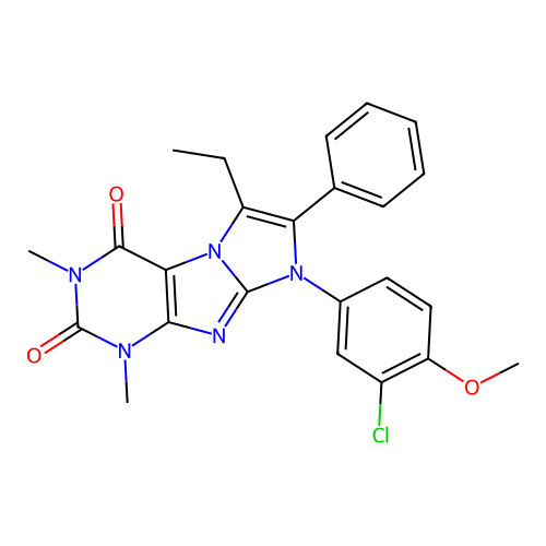 8-(3-chloro-4-methoxyphenyl)-6-ethyl-1,3-dimethyl-7-phenyl-1H-imidazo[2,1-f]purine-2,4(3H,8H)-dione structure