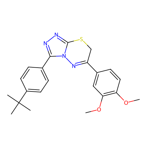 3-(4-tert-butylphenyl)-6-(3,4-dimethoxyphenyl)-7H-[1,2,4]triazolo[3,4-b][1,3,4]thiadiazine structure