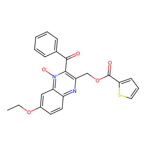 (3-Benzoyl-6-ethoxy-4-oxidoquinoxalin-4-ium-2-yl)methyl thiophene-2-carboxylate structure